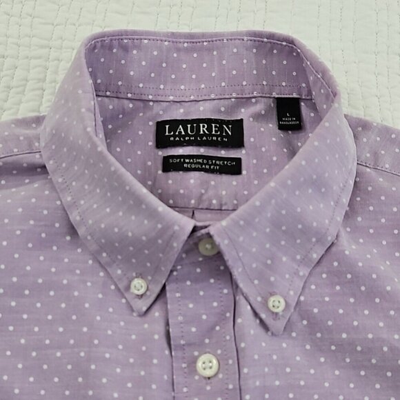 Lauren Ralph Lauren Black Label Shirt Men's L Soft Washed Stretch Regular Fit - Picture 7 of 16